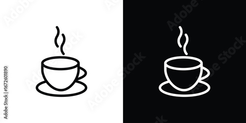 Coffee icon. Vector linear icon isolated in black and white