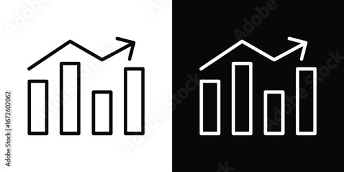 Chart icon. Vector linear icon isolated in black and white