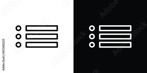 Bulleted list icon. Vector linear icon isolated in black and white