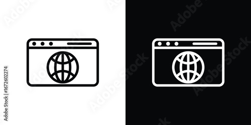 Browser icon. Vector linear icon isolated in black and white