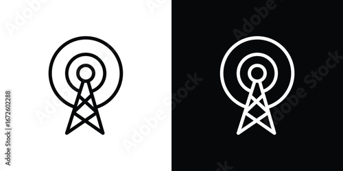 Broadcast icon. Vector linear icon isolated in black and white