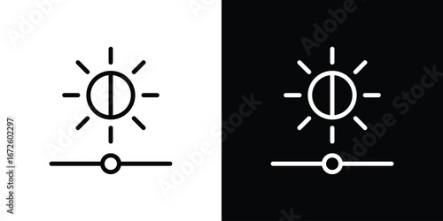 Brightness icon. Vector linear icon isolated in black and white