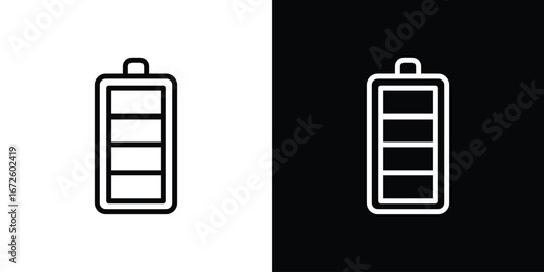 Battery icon. Vector linear icon isolated in black and white