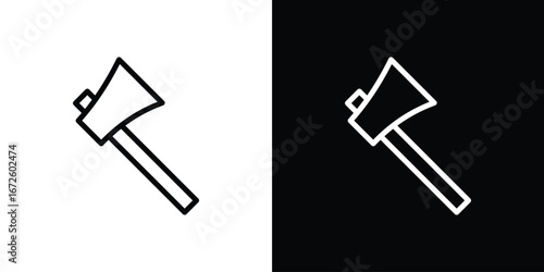 Axe icon. Vector linear icon isolated in black and white
