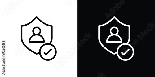 Authentication icon. Vector linear icon isolated in black and white