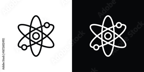 Atom icon. Vector linear icon isolated in black and white