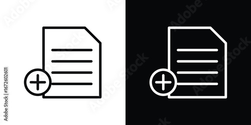 Add document icon. Vector linear icon isolated in black and white