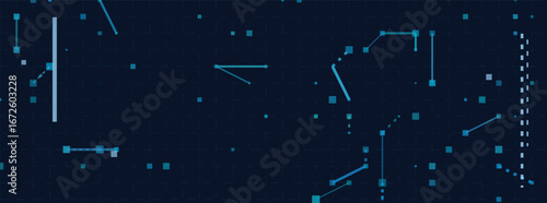 Futuristic vector tech background with digital circuitry and abstract geometric patterns.