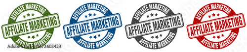 affiliate marketing stamp. affiliate marketing round stamp set isolated on white background