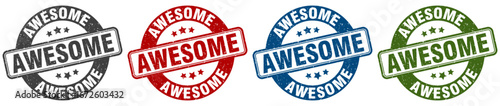 awesome stamp. awesome round stamp set isolated on white background