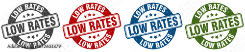 low rates stamp. low rates round stamp set isolated on white background