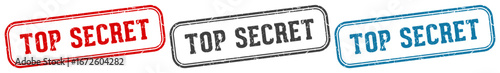 top secret stamp. top secret rectangular stamp set isolated on white background