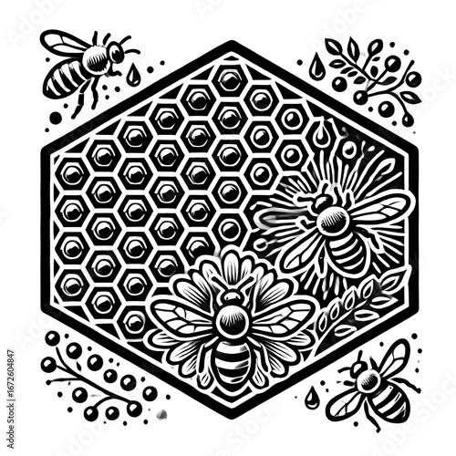 Honeycomb symbol isolated on white background