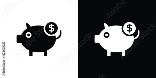 Piggy bank icon design vector collection. flat icons.