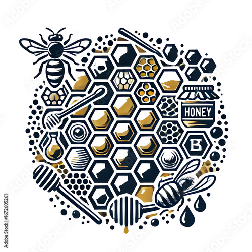 Honeycomb symbol isolated on white background