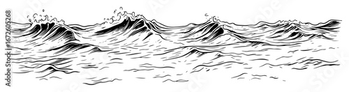 rolling sea waves in open water minimal maritime scene