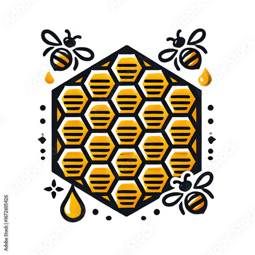 Honeycomb symbol isolated on white background