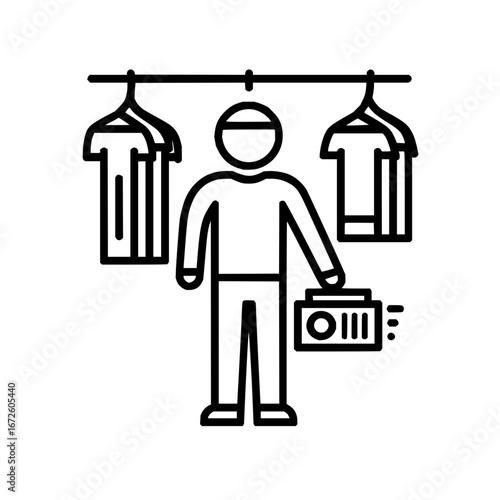 Clothing stylist with wardrobe selection and fashion suitcase for personal shopping service needed now
