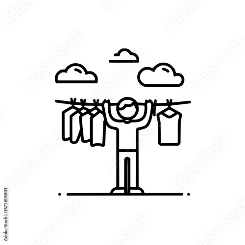Clothesline laundry day man hanging clothes outdoor drying clothes clean clothes fresh air dry clothesline 100