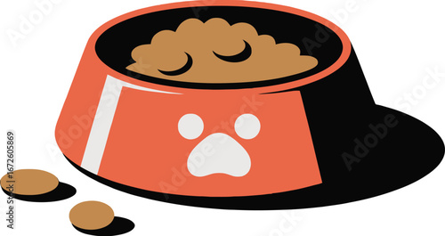 Pet Food Bowl, Dog Food in Bowl, Puppy Kibble, Pet Bowl Graphic, Canine Mealtime
