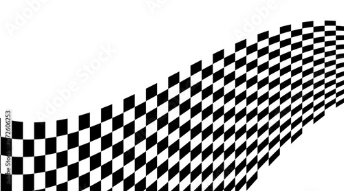 Race flag background with black and white checkered pattern. Finishing flag design for motorsport, automotive, and racing graphics. Vector illustration for sports projects.