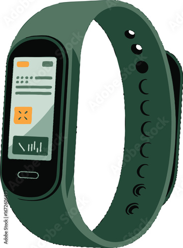 Smart Fitness Tracker, Green Smartwatch Technology, Health Gadget, Digital Fitness Band, Modern Wearable Device