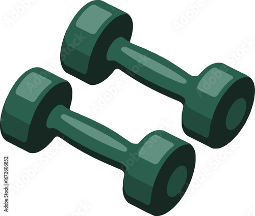 Green Dumbbells, Fitness Weights, Workout Equipment, Gym Dumbbells, Exercise Dumbbells