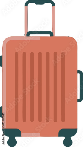 Pink Suitcase, Travel Luggage Icon, Vacation Baggage, Rolling Suitcase Illustration, Carry-on Luggage Graphic