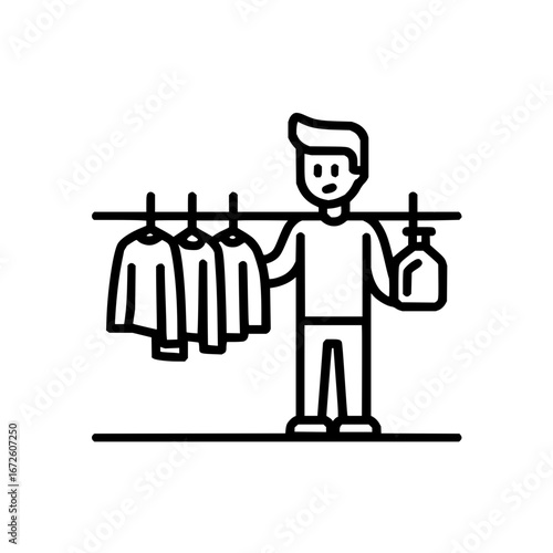 Man shopping for clothes fashion retail apparel garment hanger style trendy wardrobe choice selection attire