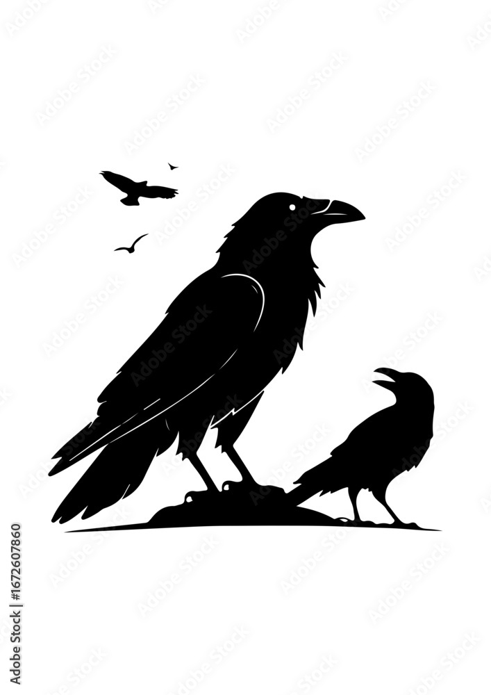 Obraz premium Raven Silhouette Illustration