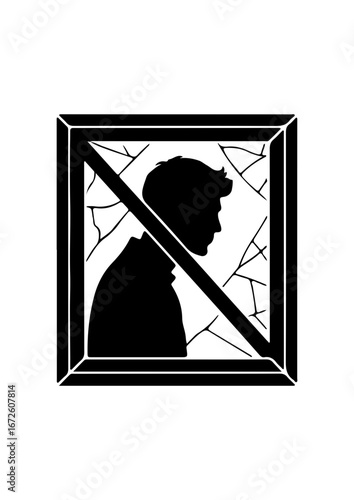 Broken Frame with Silhouette of a Person