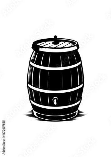 Wooden Barrel Icon Illustration
