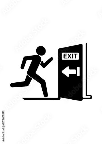 Person Running Towards Exit Door