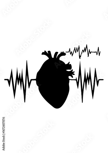 Heartbeat with Heart Silhouette