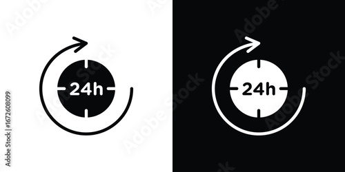 24 Hrs icon design vector collection. flat icons.