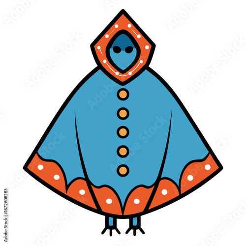 Rain Poncho Vector Illustration | Waterproof Coat Flat Design