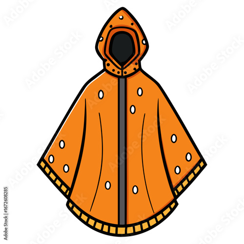 Rain Poncho Vector Illustration | Waterproof Coat Flat Design