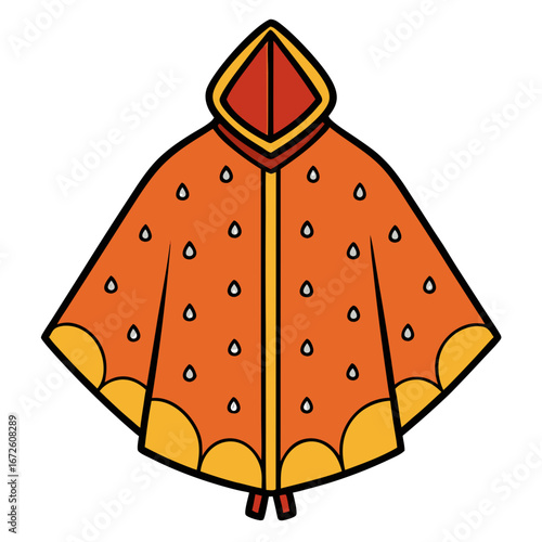 Rain Poncho Vector Illustration | Waterproof Coat Flat Design