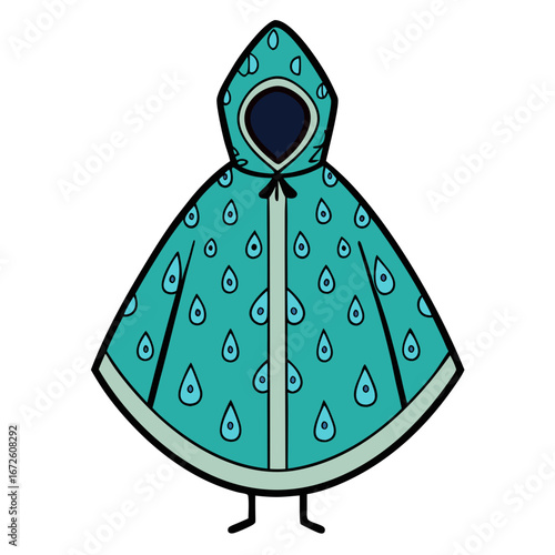 Rain Poncho Vector Illustration | Waterproof Coat Flat Design