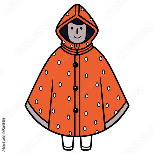 Rain Poncho Vector Illustration | Waterproof Coat Flat Design