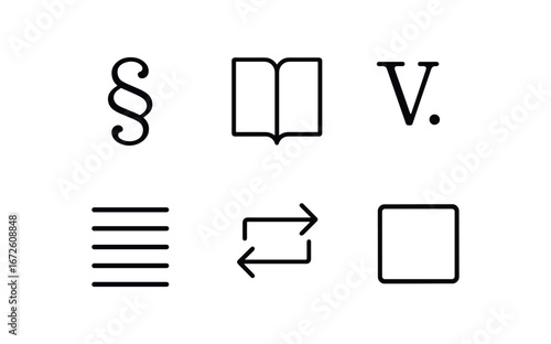 simple outline stroke icon isolated on white background: section book page chapter mark paragraph lines arrow flow box