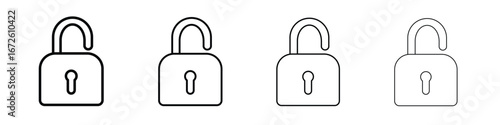 Unlock icon symbol pictogram set