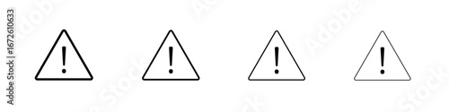 Warning icon symbol pictogram set