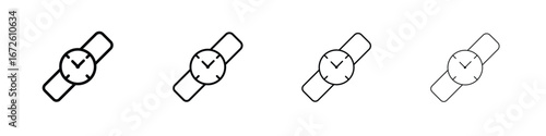 Watch icon symbol pictogram set