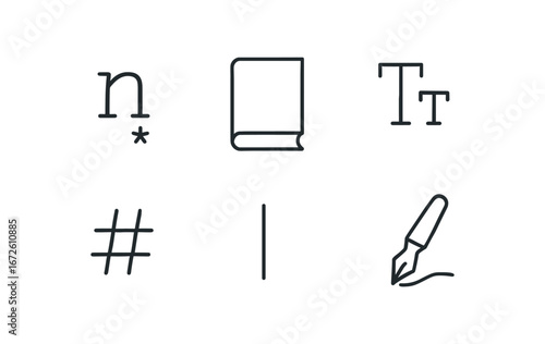 simple outline stroke icon isolated on white background: footnote book page tiny text number mark margin line pen stroke