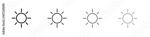 Sun icon symbol pictogram set