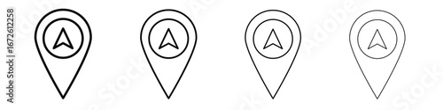 Navigation pin icon symbol pictogram set