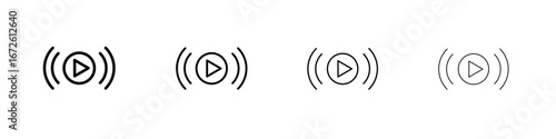 Live streaming icon symbol pictogram set