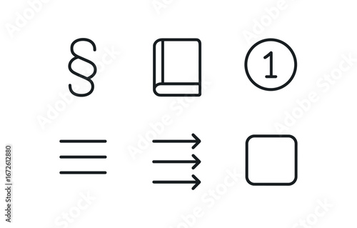 simple outline stroke icon isolated on white background: section book page chapter mark paragraph lines arrow flow box