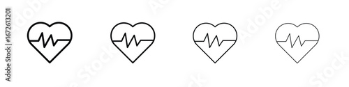 Heartbeat icon symbol pictogram set